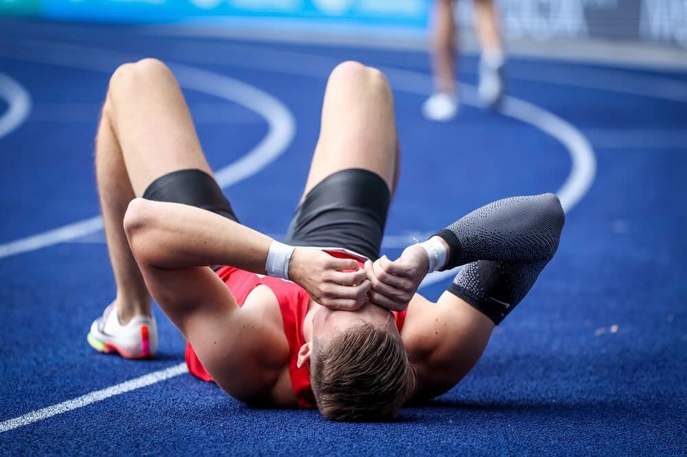 Tim Eikermann on the track after an all-out race